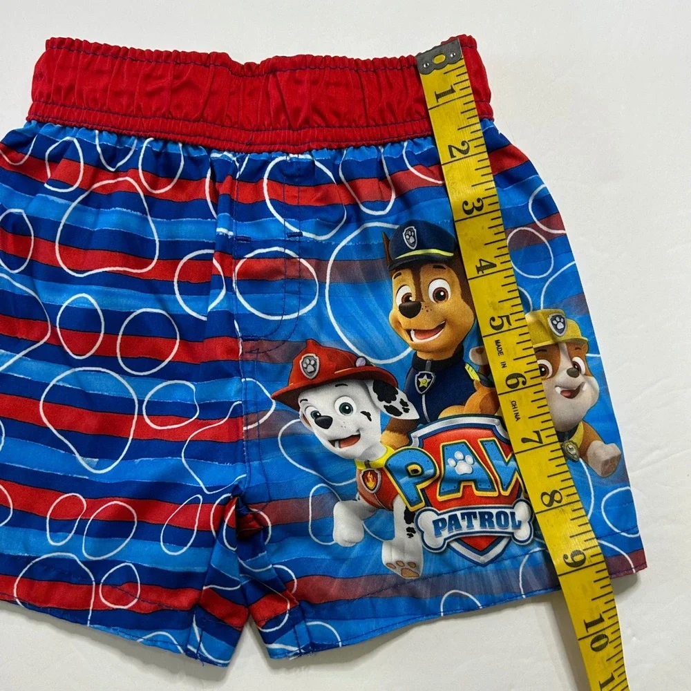 Kids Paw Patrol Swim Trunks Blue Red Paw Print Elastic‎ Size 2T